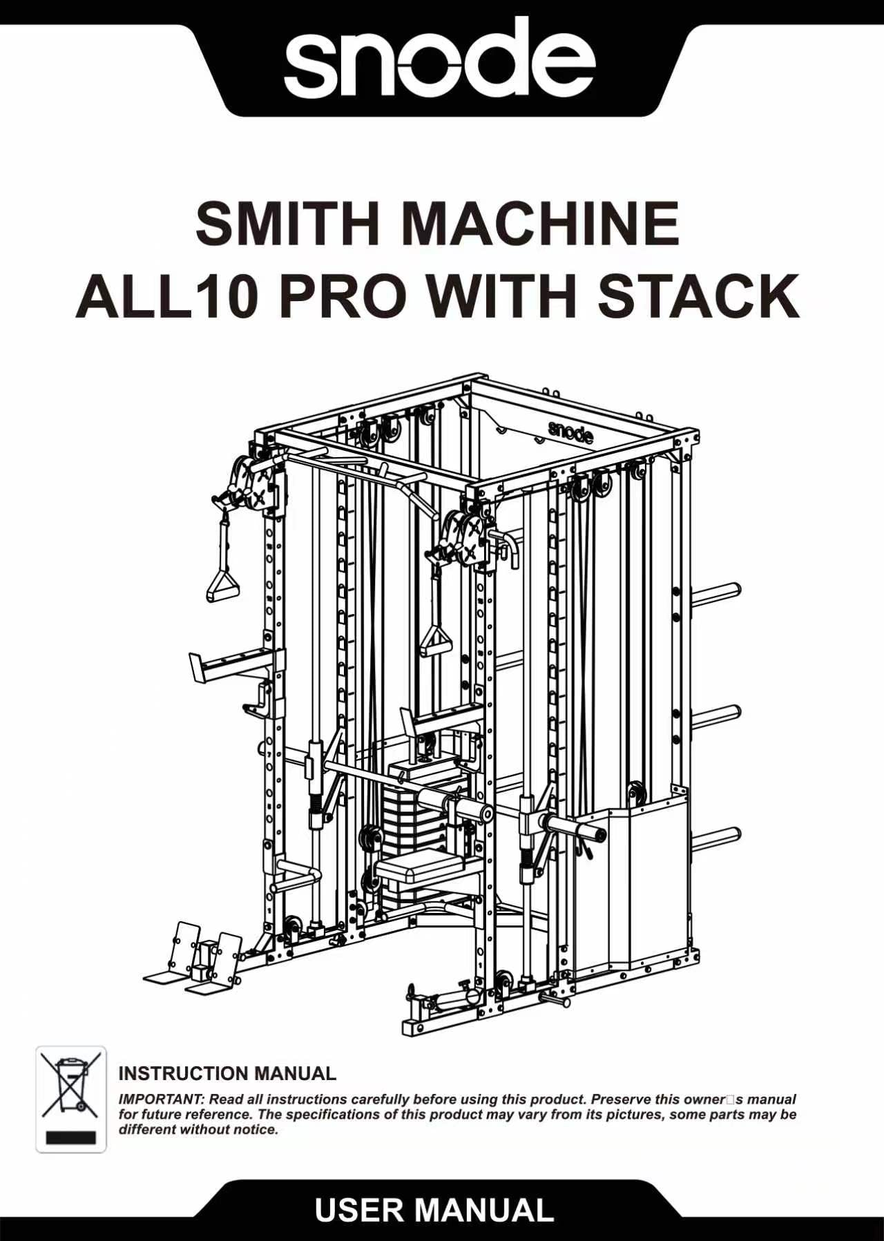 ALL10 Pro with 350LB Stack-Flat Pull Up Bar