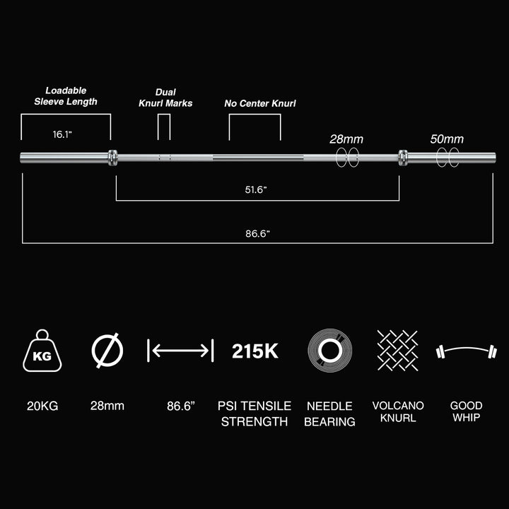 Men's Barbell 86.6" 28mm (Hard Chrome)