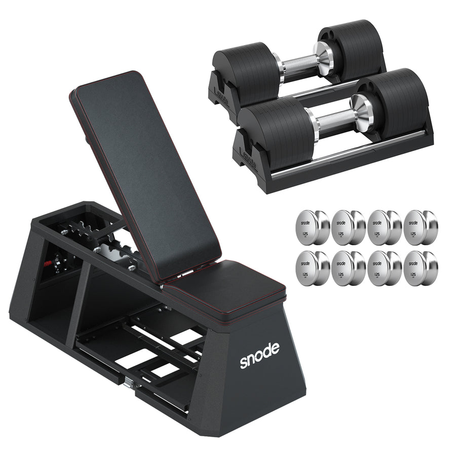 Snode Adjustable Bench AD80 Adjustable Dumbbell Set + 4-in-1 Storage Bench | Snode Fitness