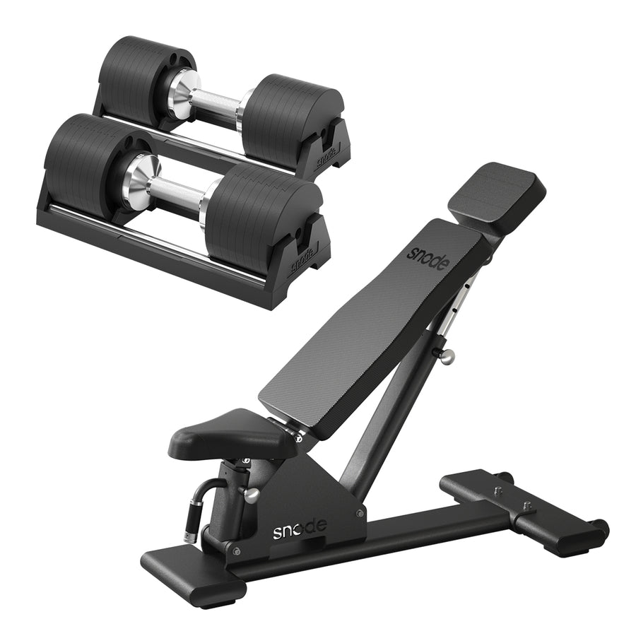 Adjustable workout bench with a dumbbell set
