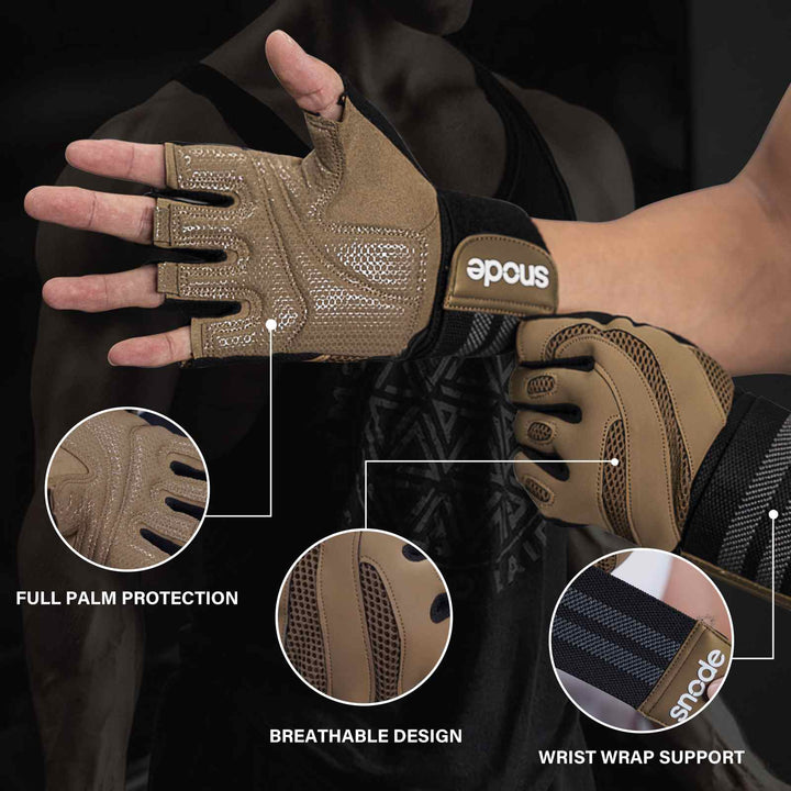 Snode Workout Gloves with Wrist Wrap Support
